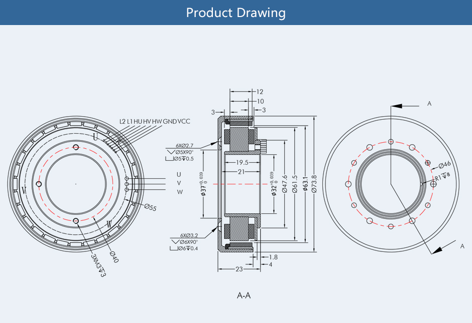 RO60 Frameless Outrunner Torque Motor -Product Drawing