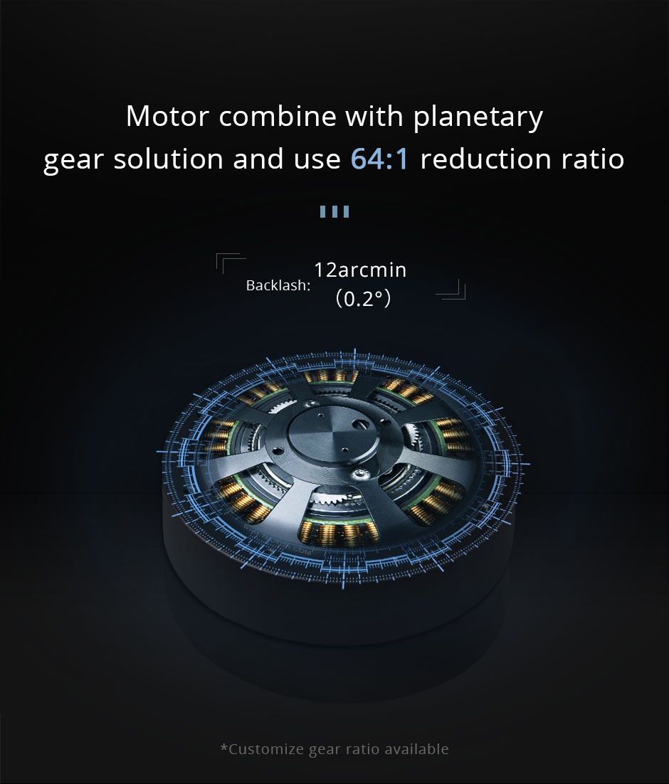 AK80-64,Motor combine with planetary gear solution and use 64:1 reduction ratio
